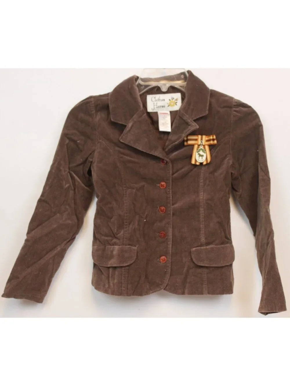 2007 Gymboree Equestrian Club Herringbone Velveteen Blazer sz 9 Show Horse Bow